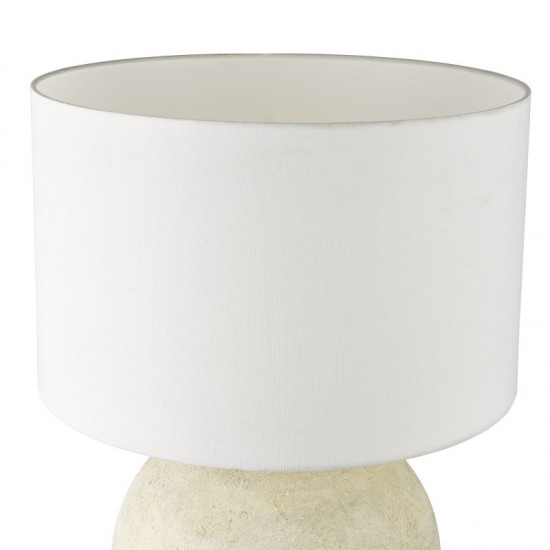 79689-003 Natural Stone Effect Table Lamp with White Linen Shade