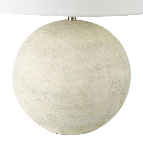 79689-003 Natural Stone Effect Table Lamp with White Linen Shade