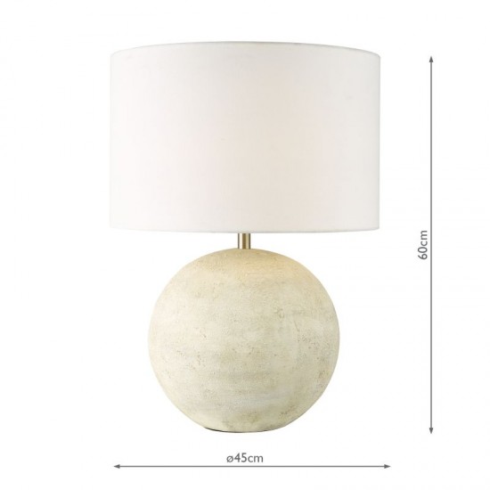 79689-003 Natural Stone Effect Table Lamp with White Linen Shade