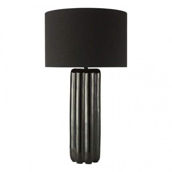 79690-003 Black Ceramic Table Lamp with Black Linen Shade