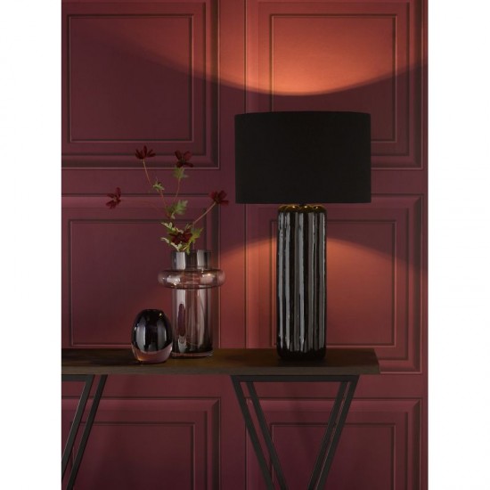 79690-003 Black Ceramic Table Lamp with Black Linen Shade