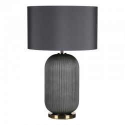 71184-003 Grey Ribbed Glass & Antique Brass Table Lamp with Grey Shade