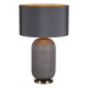 71184-003 Grey Ribbed Glass & Antique Brass Table Lamp with Grey Shade