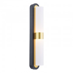 79584-003 Black & Gold 2 Light LED Wall Lamp with Ribbed Frosted Glass