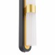 79584-003 Black & Gold 2 Light LED Wall Lamp with Ribbed Frosted Glass