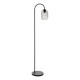 71395-003 Black Floor Lamp with Clear Ribbed Glass