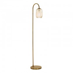 71399-003 Aged Bronze Floor Lamp with Amber Ribbed Glass