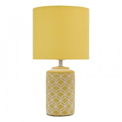 74602-003 Yellow & White Ceramic Table Lamp with Yellow Shade