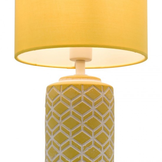 74602-003 Yellow & White Ceramic Table Lamp with Yellow Shade