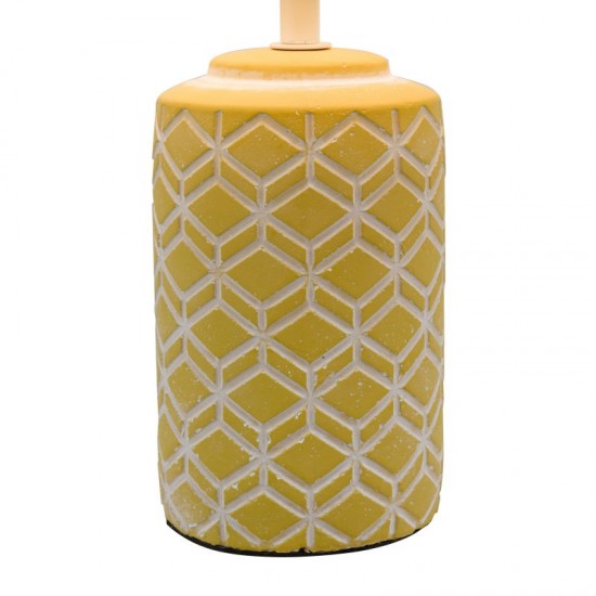 74602-003 Yellow & White Ceramic Table Lamp with Yellow Shade
