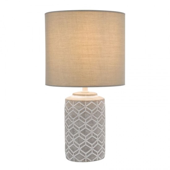 74603-003 Grey & White Ceramic Table Lamp with Grey Shade
