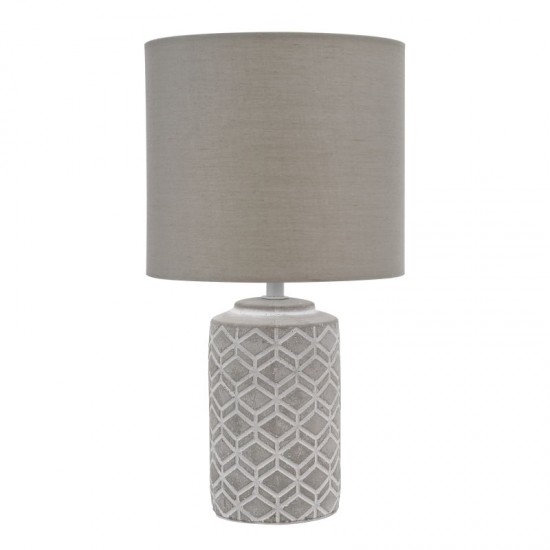 74603-003 Grey & White Ceramic Table Lamp with Grey Shade