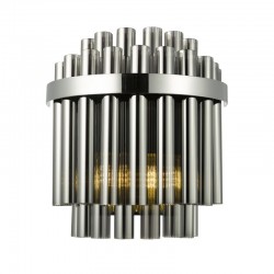79703-003 Chrome 2 Light Wall Lamp with Smoked Ribbed Glass