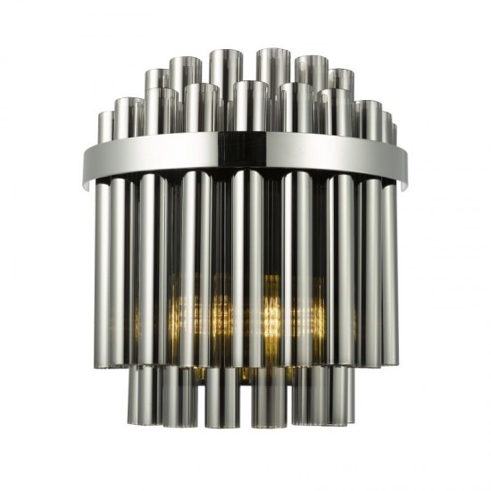 79703-003 Chrome 2 Light Wall Lamp with Smoked Ribbed Glass