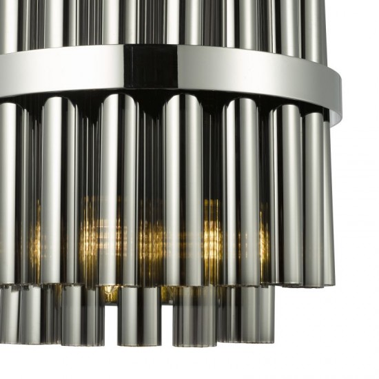 79703-003 Chrome 2 Light Wall Lamp with Smoked Ribbed Glass
