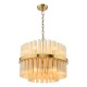 79704-003 Natural Brass 12 Light Centre Fitting with Champagne Ribbed Glass