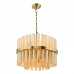 79704-003 Natural Brass 12 Light Centre Fitting with Champagne Ribbed Glass