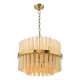 79704-003 Natural Brass 12 Light Centre Fitting with Champagne Ribbed Glass
