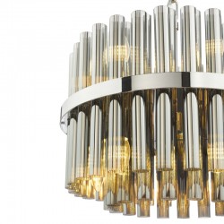 79705-003 Chrome 12 Light Centre Fitting with Smoked Ribbed Glass