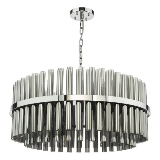 79706-003 Chrome 16 Light Centre Fitting with Smoked Ribbed Glass