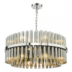 79706-003 Chrome 16 Light Centre Fitting with Smoked Ribbed Glass
