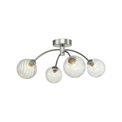 61689-003 Chrome 4 Light Semi Flush with Twisted Glasses