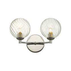 61693-003 Chrome Twin Wall Lamp with Twisted Clear Glasses