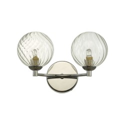 61693-003 Chrome Twin Wall Lamp with Twisted Clear Glasses 61693-003 Chrome Twin Wall Lamp with Twisted Clear Glasses