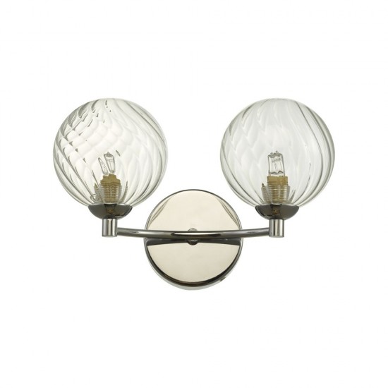 61693-003 Twisted Clear Glass & Chrome Twin Wall Lamp