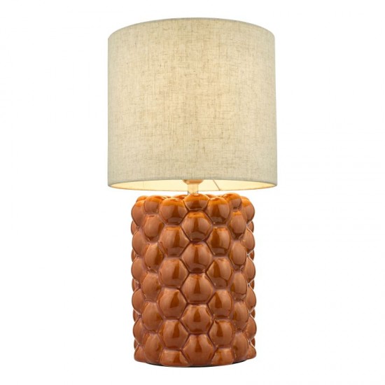 67925-003 Orange Ceramic Table Lamp with Natural Linen Shade