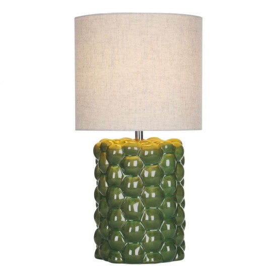 71191-003 Green Ceramic Table Lamp with Natural Linen Shade