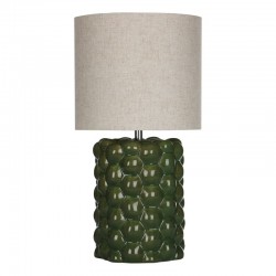 71191-003 Green Ceramic Table Lamp with Natural Linen Shade