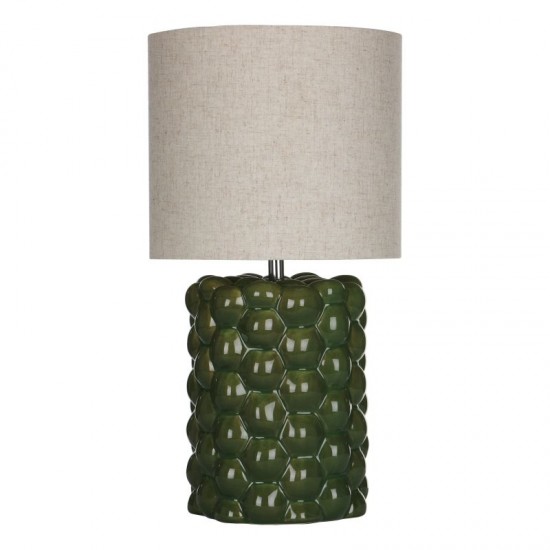 71191-003 Green Ceramic Table Lamp with Natural Linen Shade