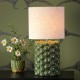 71191-003 Green Ceramic Table Lamp with Natural Linen Shade