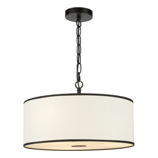 79710-003 Black & White 3 Light Pendant with White Diffuser