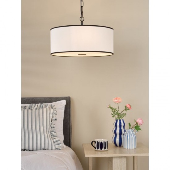 79710-003 Black & White 3 Light Pendant with White Diffuser