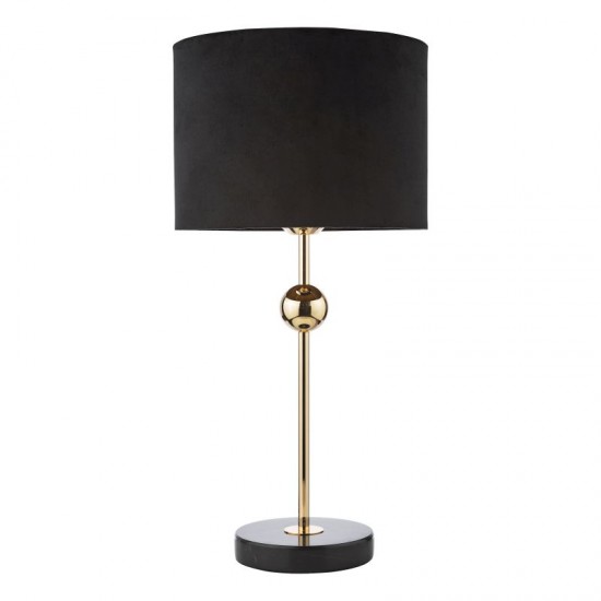 74817-003 Black Marble & Gold Table Lamp with Black Velvet Shade