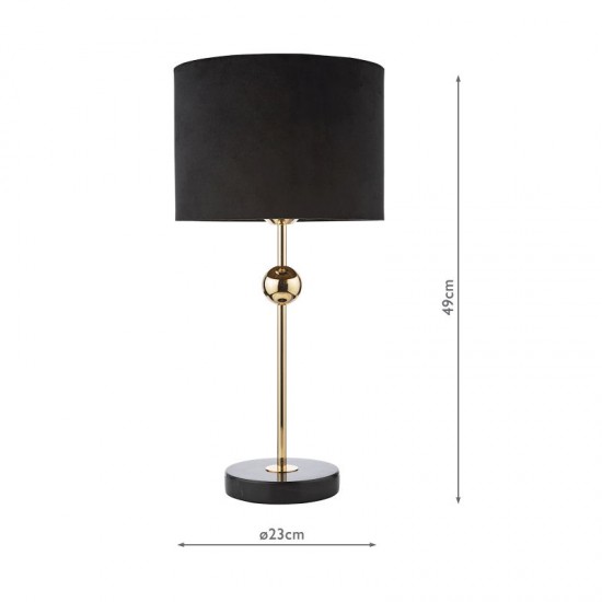 74817-003 Black Marble & Gold Table Lamp with Black Velvet Shade