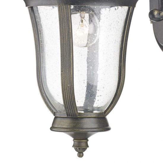5224-003 Outdoor Black & Gold Wall Lamp with Seeded Glass