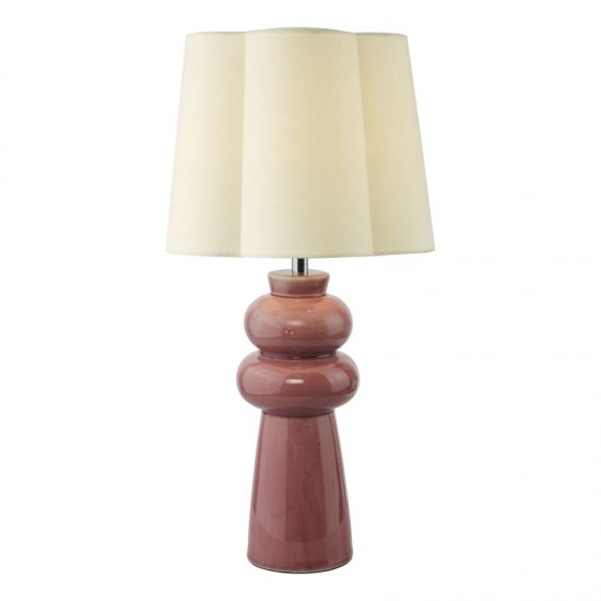 79720-003 Pink Ceramic Table Lamp with Ivory Cotton Shade