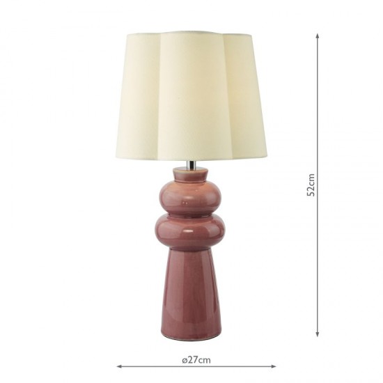 79720-003 Pink Ceramic Table Lamp with Ivory Cotton Shade