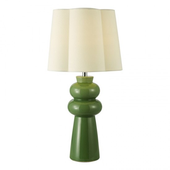 79721-003 Green Ceramic Table Lamp with Ivory Cotton Shade