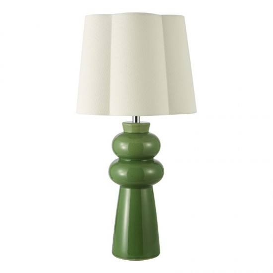 79721-003 Green Ceramic Table Lamp with Ivory Cotton Shade
