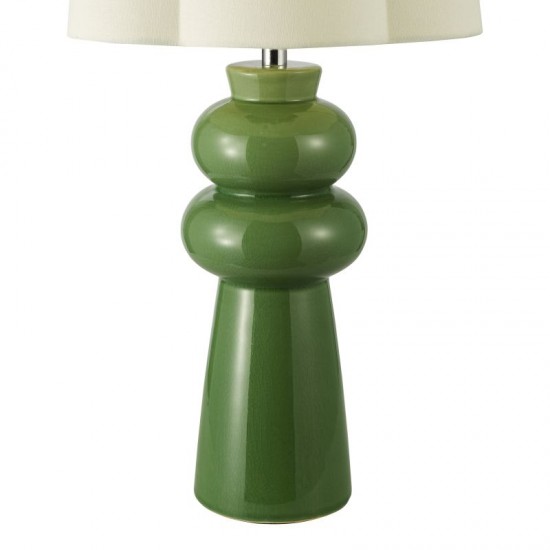 79721-003 Green Ceramic Table Lamp with Ivory Cotton Shade