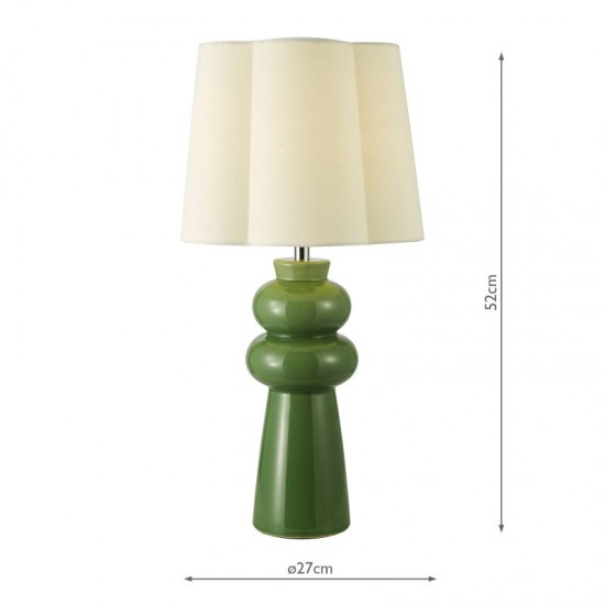 79721-003 Green Ceramic Table Lamp with Ivory Cotton Shade