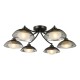 79604-003 Satin Black 6 Light Semi Flush with Smoked & White Glass