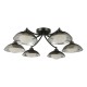 79604-003 Satin Black 6 Light Semi Flush with Smoked & White Glass
