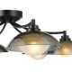 79604-003 Satin Black 6 Light Semi Flush with Smoked & White Glass