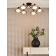 79604-003 Satin Black 6 Light Semi Flush with Smoked & White Glass