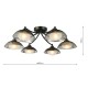 79604-003 Satin Black 6 Light Semi Flush with Smoked & White Glass